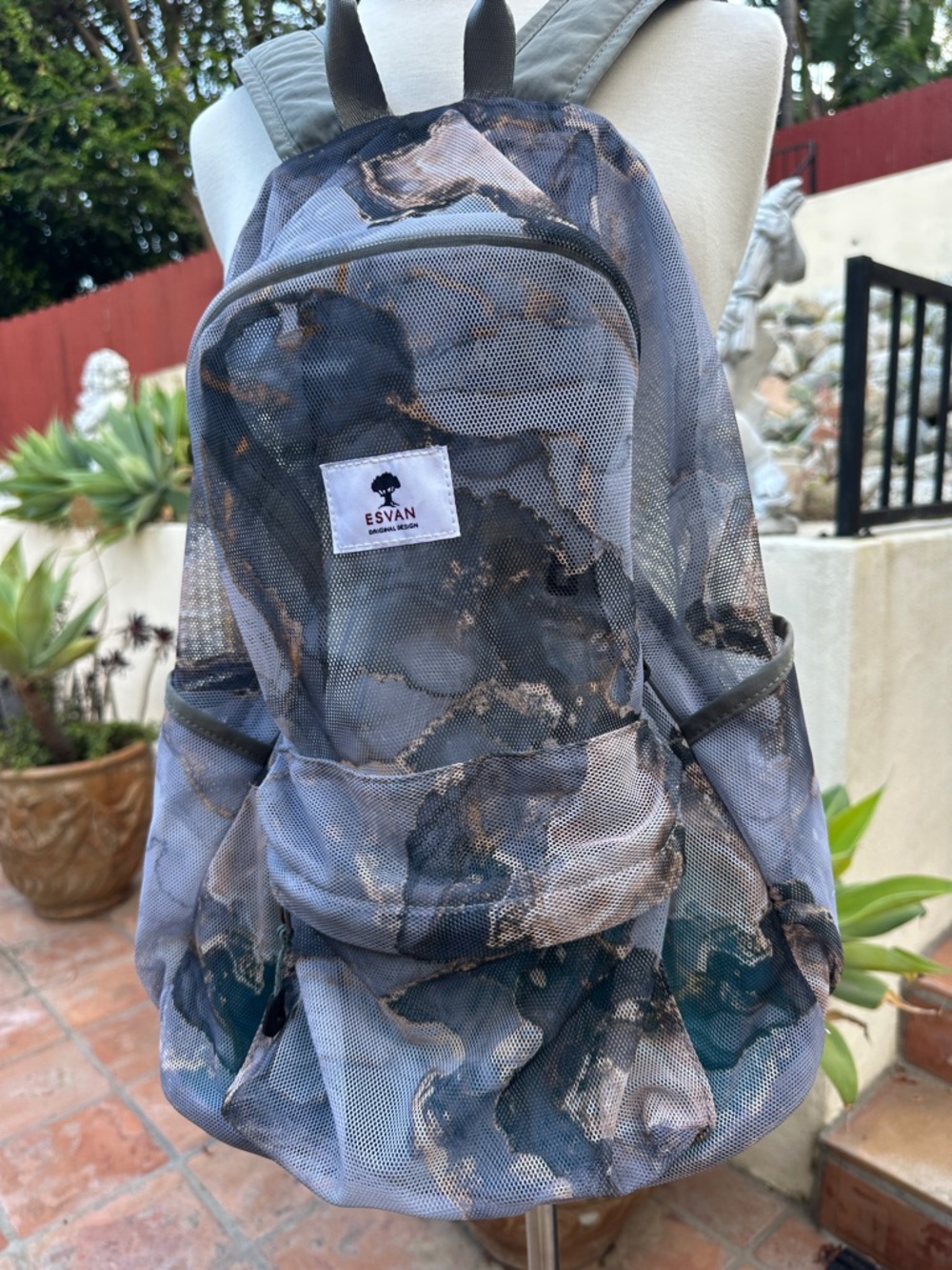 Vans Marble-Print Gray and Black Backpack